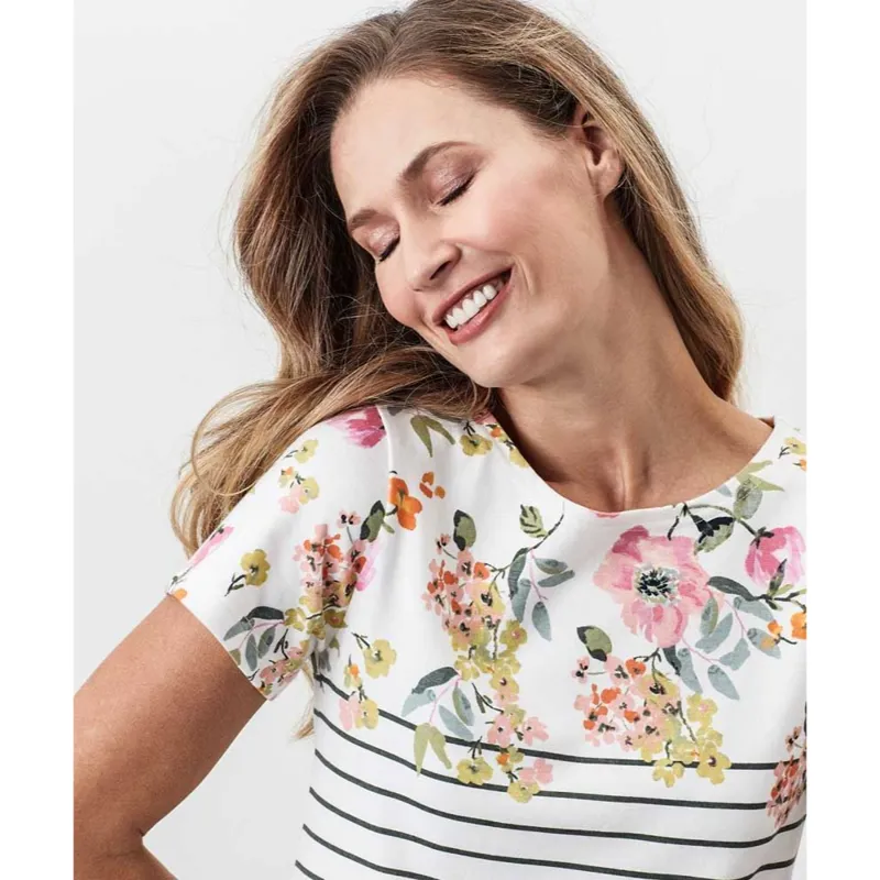 Joules Riviera Print Printed Jersey Dress - Cream Green Stripe-3